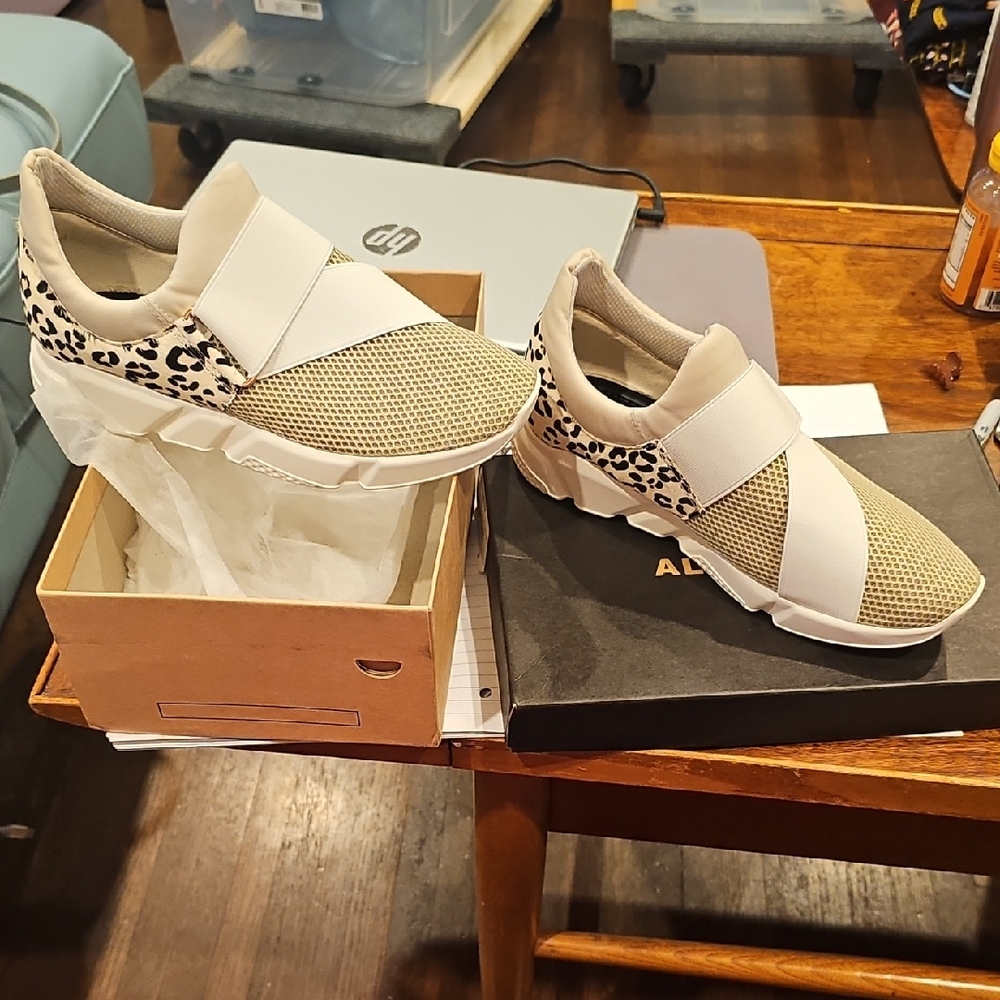 1 Stylish Beige Leopard  All Black Brand Slip-On Sneakers